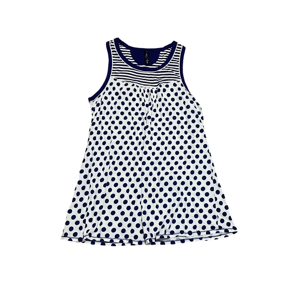 Planet‎ Sleep Women's XL Blue White Polka Dot Striped Cotton Nightgown Chemise